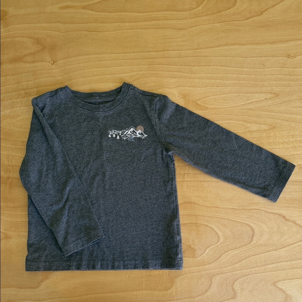 Janie and Jack Dark Gray Long-Sleeve Tee with Mountain Graphic